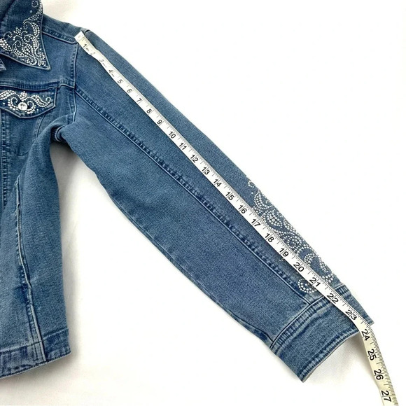 Christine Alexander 1990s Vintage Denim Jacket with Crystal Rhinestone Large - Picture 3 of 16